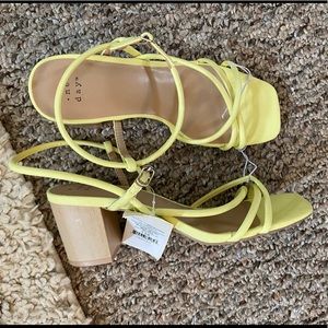 Yellow Square Toe Heeled Sandal